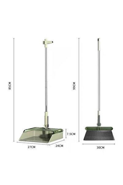 Flippy Broom, Dustpan, Comb Teeth, rotating, foldable, detachable, 99 x 30 cm Green
