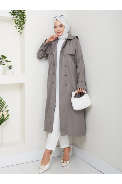 badibadii Trench Coat with Button Detail