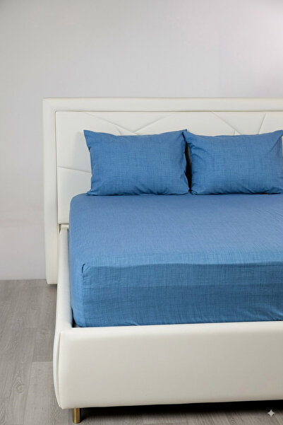 FAVORA Basic Cotton Double Fitted Sheet Set - Indigo
