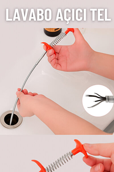 Yenilig Lavabo Açıcı Tel – Esnek Spiral Boru Temizleyici, Tıkanıklık Giderici Yaylı Lavabo Açma Aparatı