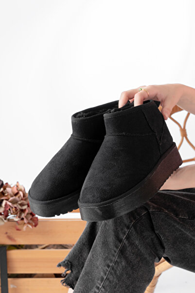 NOVELLAM SHOES Kadın Felix Ultra Mini Bilek Boy İçi Kürklü Kalın Taban Klasik Bot