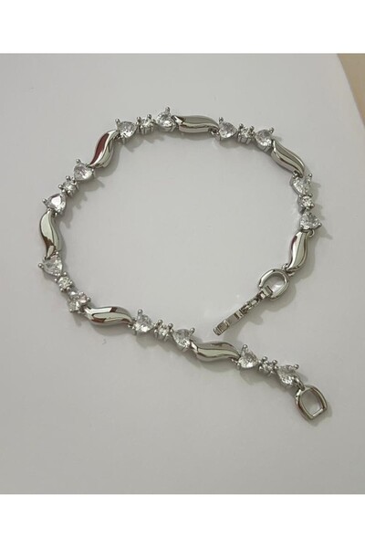 Goche سوار فولاذي جديد عالي الجودة بتصميم مموج مرصع بأحجار الباجيت - لمعان ال...