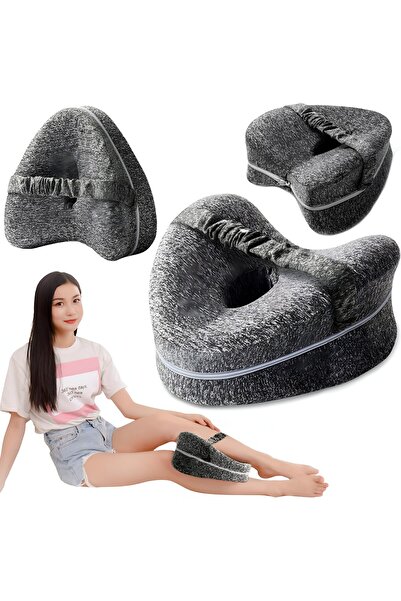 dalip Orthopedic Leg Pillow, Heart-shaped Memory Foam, 25x23x13 cm, Gray