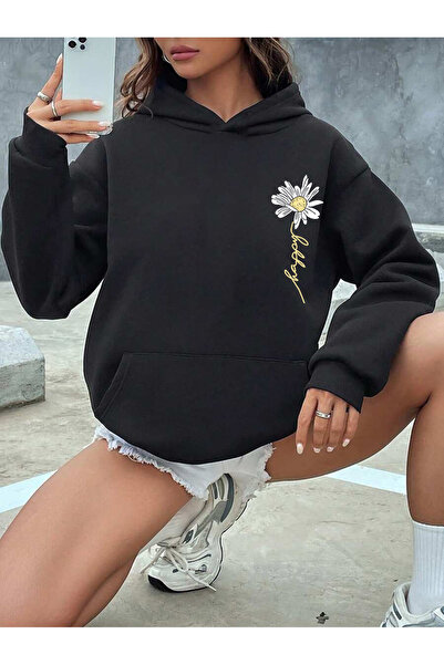 uyguntarz Hanorac oversize cu design imprimat cu margarete unisex