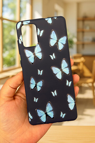 Vip Case Samsung Galaxy A51 Uyumlu Mavi Kelebek Desenli Silikon Darbe Emici K...