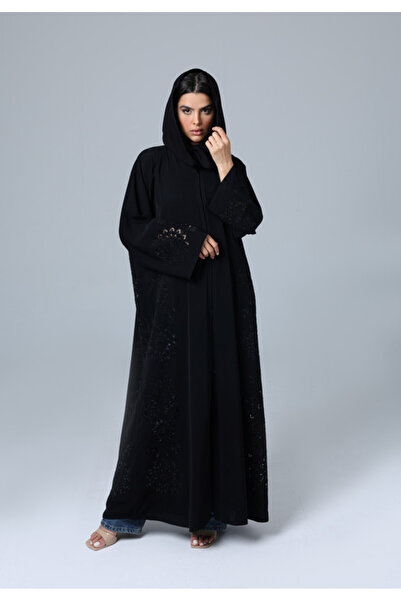 IKKXA عباية مزينة بزهور كريستالية