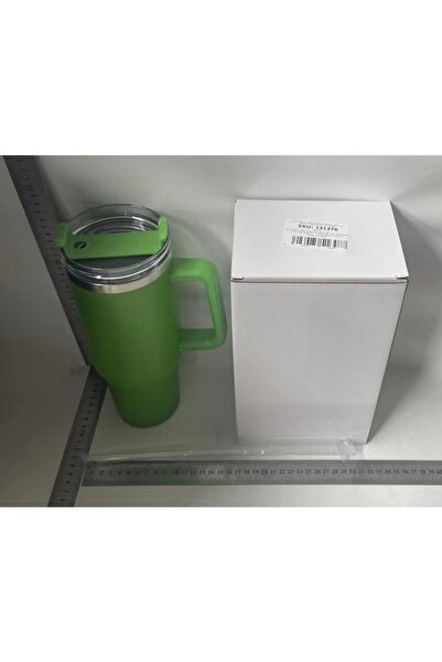 Flippy Plastic Thermos Mug, Flippy, for Hot and Cold Drinks, with Handle, 9.9x9.9x27 cm, Green
