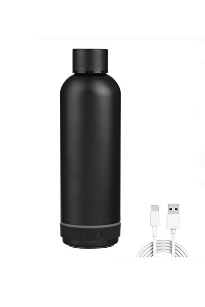 Lumi LUXURY Sticla Izotermica Termos din Otel Inoxidabil cu Boxa Bluetooth Negru 430ml