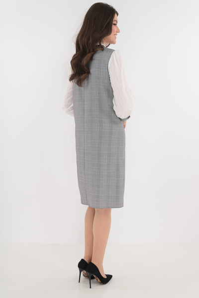 Vanessa Line RO Light gray flared dress in fine checks