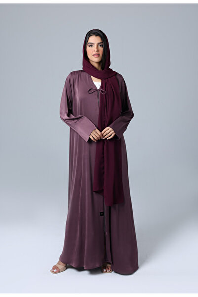 IKKXA عباية مفتوحة من الأمام برباط من القماش اللامع