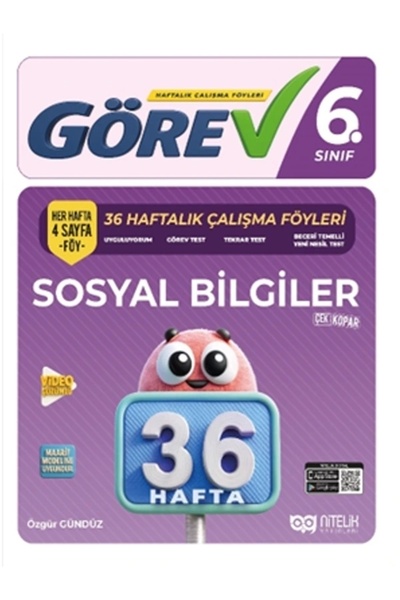 Nitelik Yayınları Nitelik 6.Sınıf Görev Sosyal Bilgiler 36 Haftalık Çalışma F...