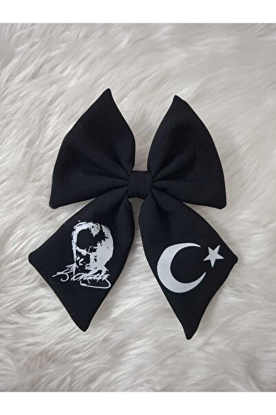 ebrinaatölye مشبك فيونكة أسود بتصميم نجمة وقمر أتاتورك