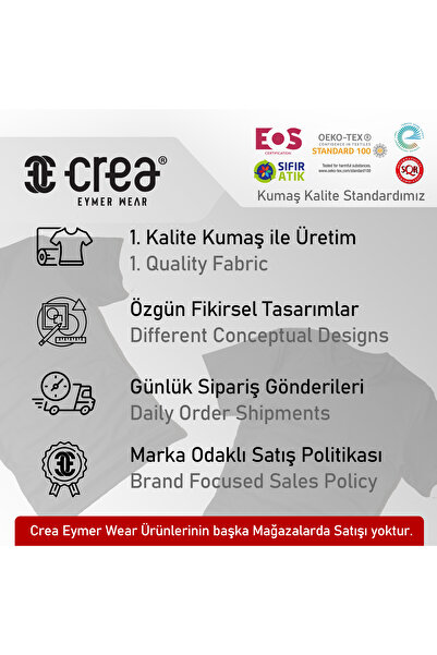 Crea Eymer Wear Crystal Stone Sonsuz Atatürk Printed - Printed Cotton Crew Neck T-Shirt Black-Siyah - White - Beyaz