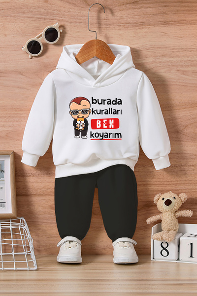 ADABEBEK Burada Kuralları Ben Koyarım Baskılı Alt Üst Bebek Takımı 24250