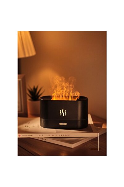 Flippy Flame Essential Oil Diffuser, 180 ml Tank, Simulated Flame Lighting Effects, Black