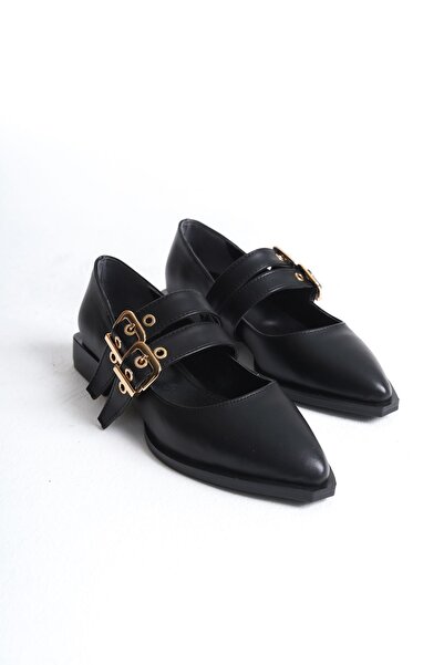 CHICELLA Γυναικεία μπαλαρίνα με μαύρη αγκράφα Elegance