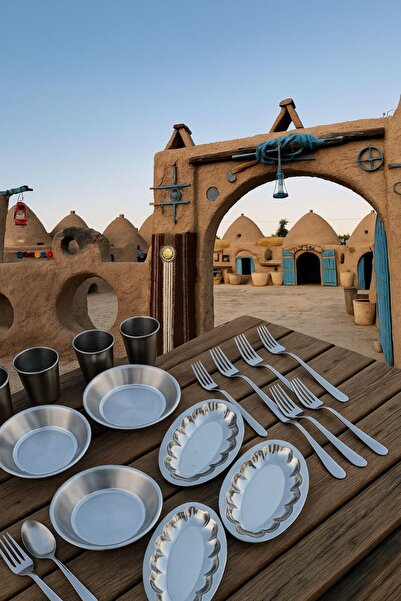 Metler Stainless Steel Camping Picnic Set 35 Pieces |   Plate Fork Spoon Cup ...