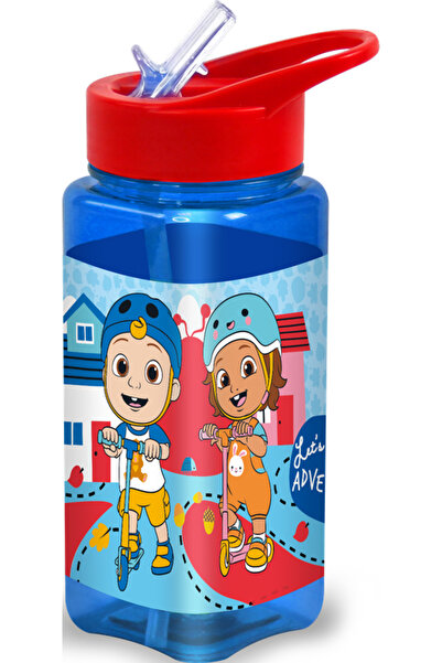Cocomelon Square Water Bottle for Kids – 500ml, Leak-Proof Flip Straw Lid – Blue
