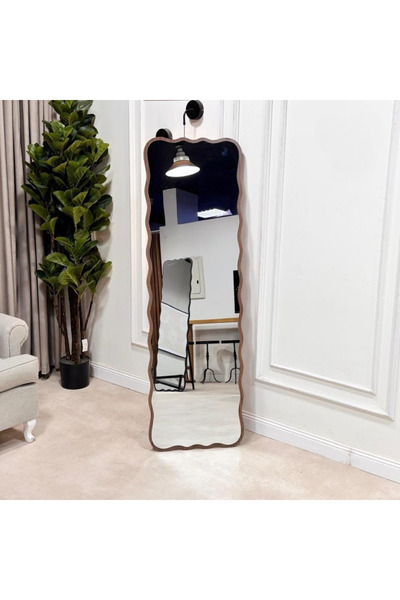 private house Brown Wooden Stand Mirror - 170 x 60 cm Mirror - Elegant Design with Wooden Frame - For Dressing Room, Living Room, Entrance
