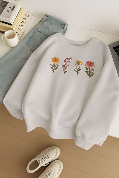 BENROMA سترة رياضية للجنسين مطبوعة بنقشة الزهور من القطن الممشط بثلاثة خيوط