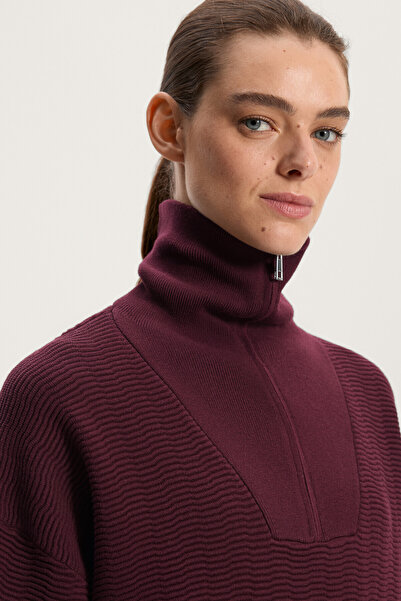 Oysho Half-zip textured knit jumper