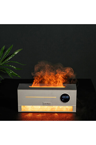 ROBEVE Saat ve Alarm Göstergeli Taşlı Tasarım Aromaterapi Difüzörü Hava Nemlendirici Makinesi