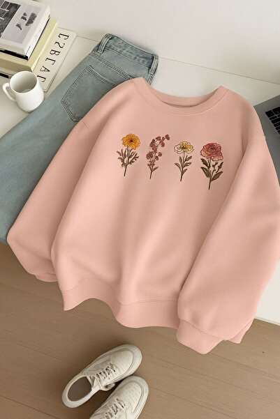 DM DOLCE MORE سترة رياضية للجنسين مطبوعة بنقشة الزهور من القطن الممشط بثلاثة ...