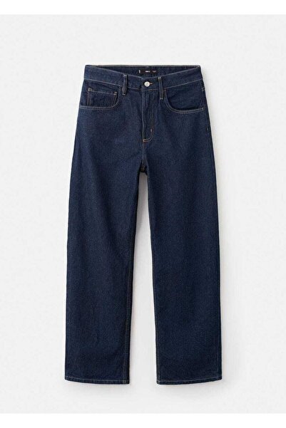 MANGO Woman Yüksek belli barrel jean pantolon