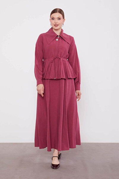 trender Skirt with Pleated Hem Cupra Rose Women's Top and Bottom Set 100813