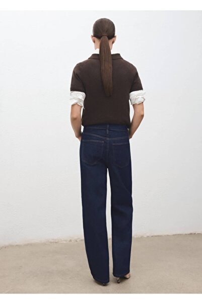 MANGO Woman Yüksek belli barrel jean pantolon