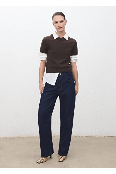 MANGO Woman Yüksek belli barrel jean pantolon