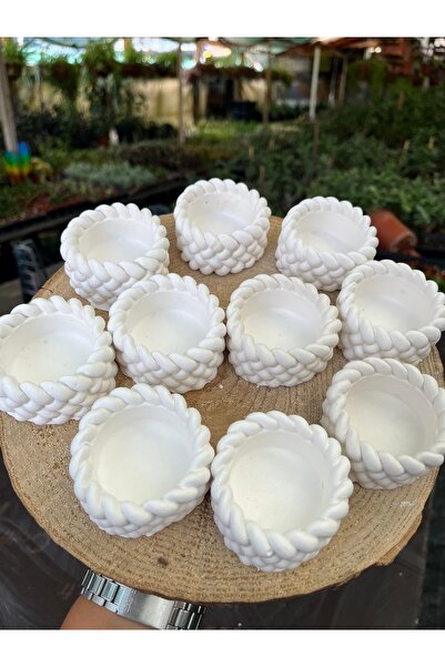 BAYRAKTAR PEYZAJ El yapımı örgü model beton mumluk 10 adet mini hediyelik (ni...