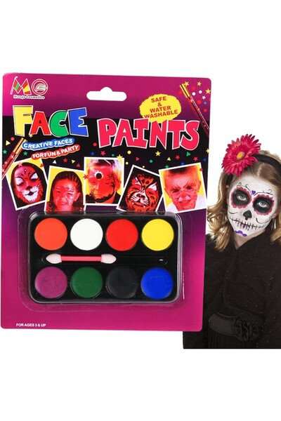 My Reality Fashion مجموعة طلاء وجه المهرج من نيسيلورلد مع فرشاة مكياج، مجموعة من 8 ألوان