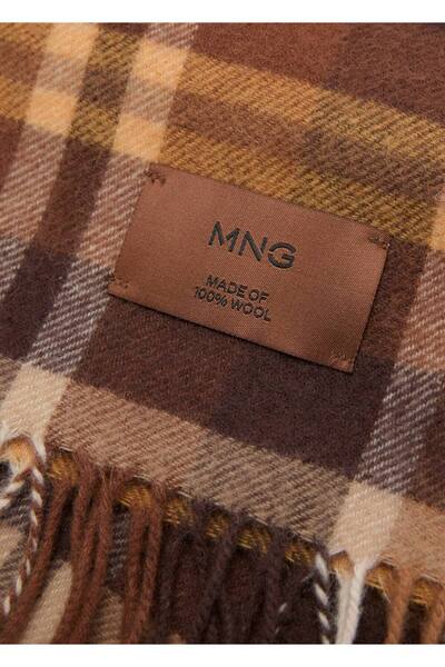 MANGO Woman Yünlü kareli şal