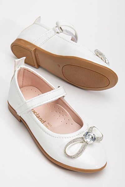 Pabuçland Very Light, Very Comfortable Insole, Orthopedic Stone Detailed Pearl Ribbon Ballerinas