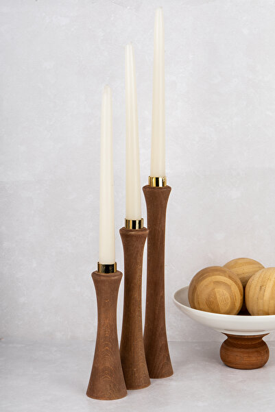 dnshome 3 Adet Modern Dekoratif Ahşap Mumluk Şamdan Seti Mumluk Tutacağı 28 c...