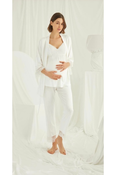 NightLove Monamise Pregnant Women's Maternity 3-Piece Pajama Set 18671