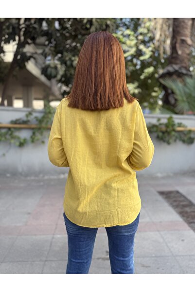 DenizEge Double Pocket Cotton Shirt Yellow