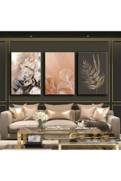 Harikabirev Soft Abstract Flower Painting | 3-Piece Vertical Frameless Canvas Painting Chsdkyknvs
