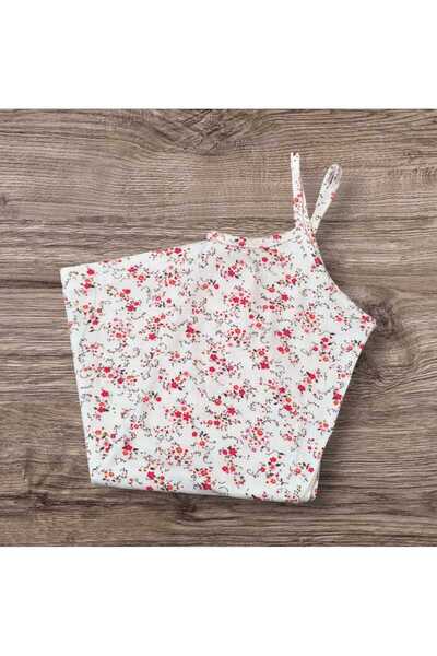ESTA STORE Red Floral Print Halter Tank Top