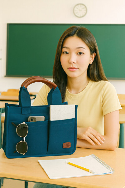 ESTUTE Geantă tote din pânză pentru femei – cu mai multe compartimente, cu fe...