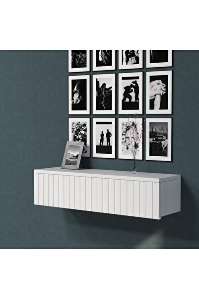 Barida Sanat Konsol Tek Büyük Çekmeceli | Dresuar | Duvara Monte MDF Ahşap Raf | Makyaj Masası 55cm uzunluk