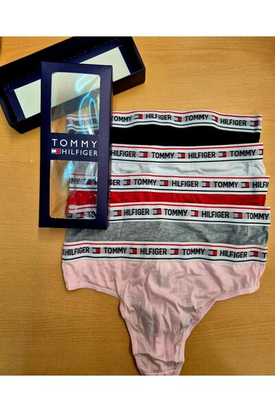 Tommy Hilfiger Set of thong underwear - 5 pairs, white, black, grey, red, purple, size M