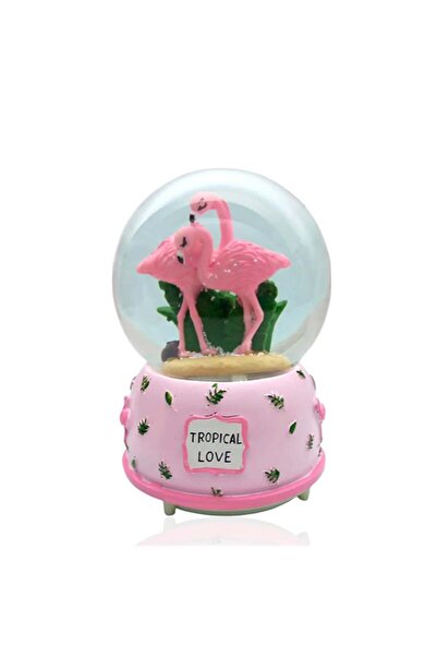 CASABA Müzikli Renk Değişiren Işıklı Kar Püskürtmeli Filamingo Temalı Kar Küresi