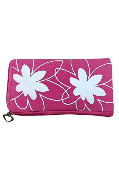 CASABA سلسلة مفاتيح على شكل محفظة للعملات المعدنية باللون الوردي ونمط زهرة
