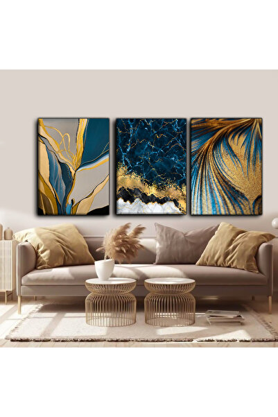 Harikabirev TABLO MODERN ABSTRACT ALBASTRU-DE-URIAȘ-AUR 01 |   TABLO PE Pânză...