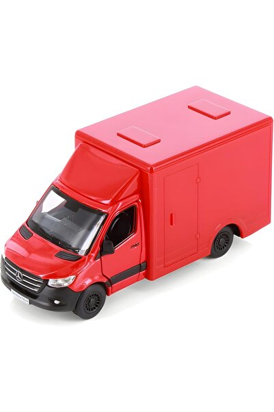 Mıncır Shop Mercedes-Benz Sprinter Die-Cast Pickup Truck – Pull and Go with Opening Doors 1:48 Scale - Red Color