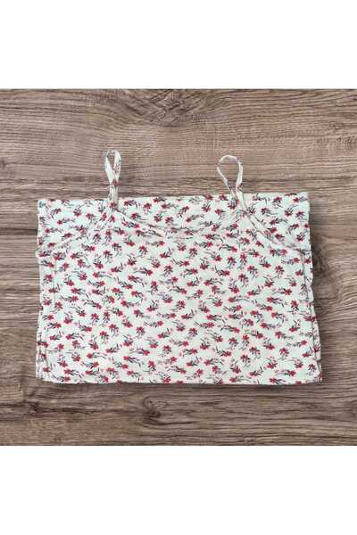ESTA STORE Red Floral Print Halter Tank Top