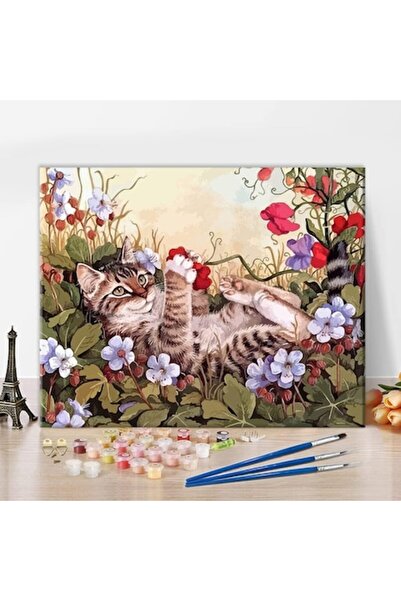 OEM Pictura pe numere, cu pisica, 21 x 14 x 3 cm