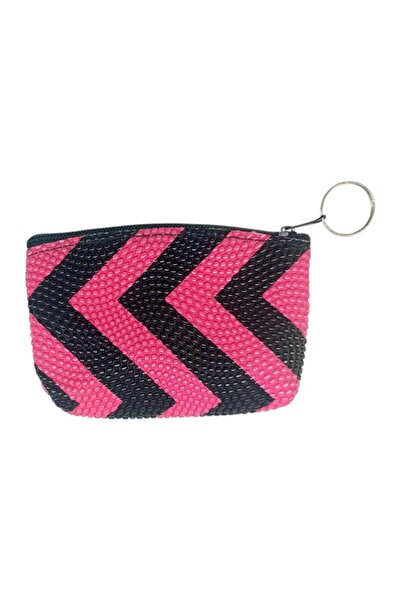 CASABA Patterned Coin Purse Keychain Dark Pink